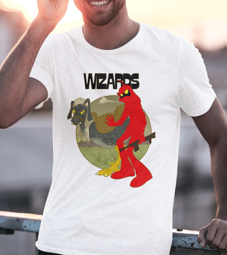 Wizards Animation Character With Red Humanoid And Armed Bird T-Shirt