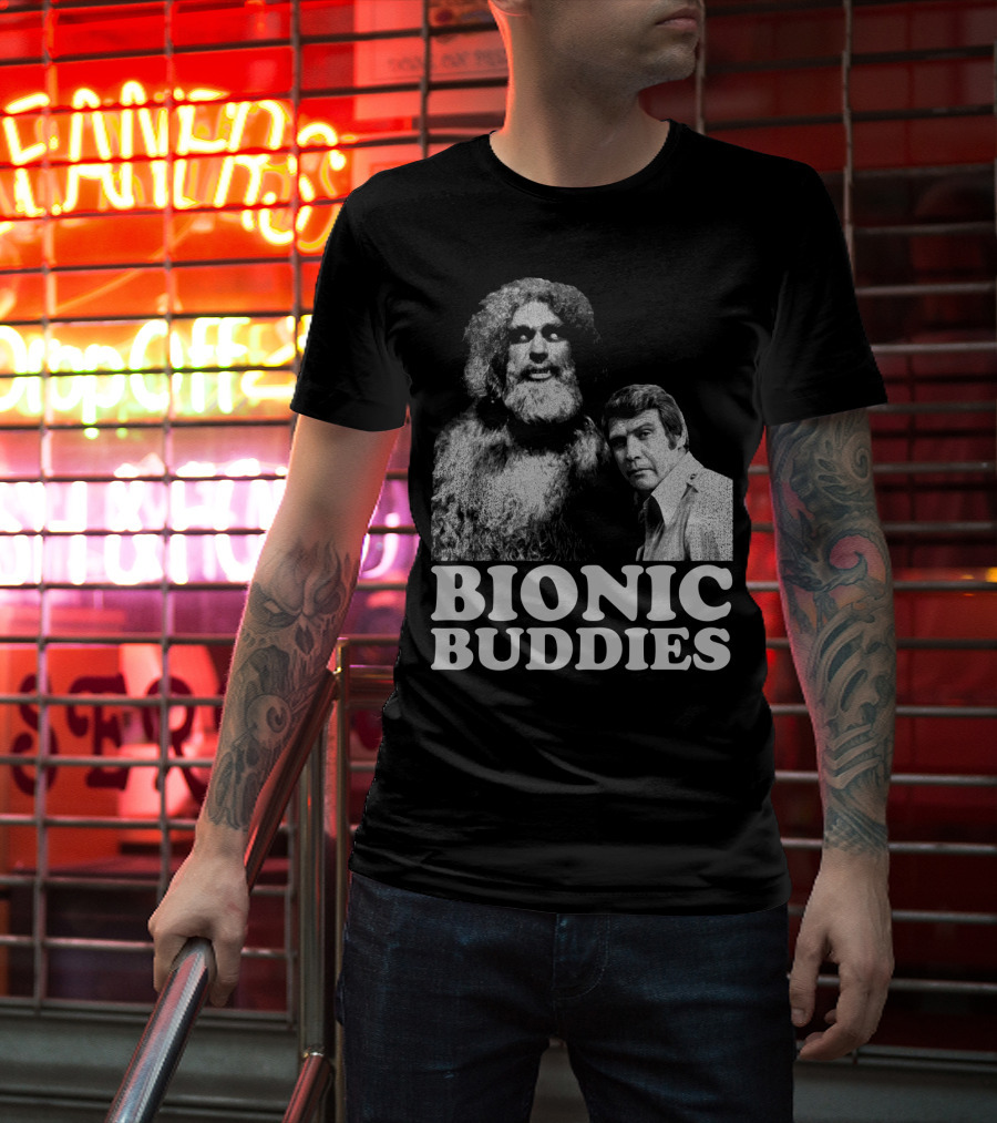 Six Million Dollar Man Bionic Buddies Retro TV Show Iconic Duo T-Shirt