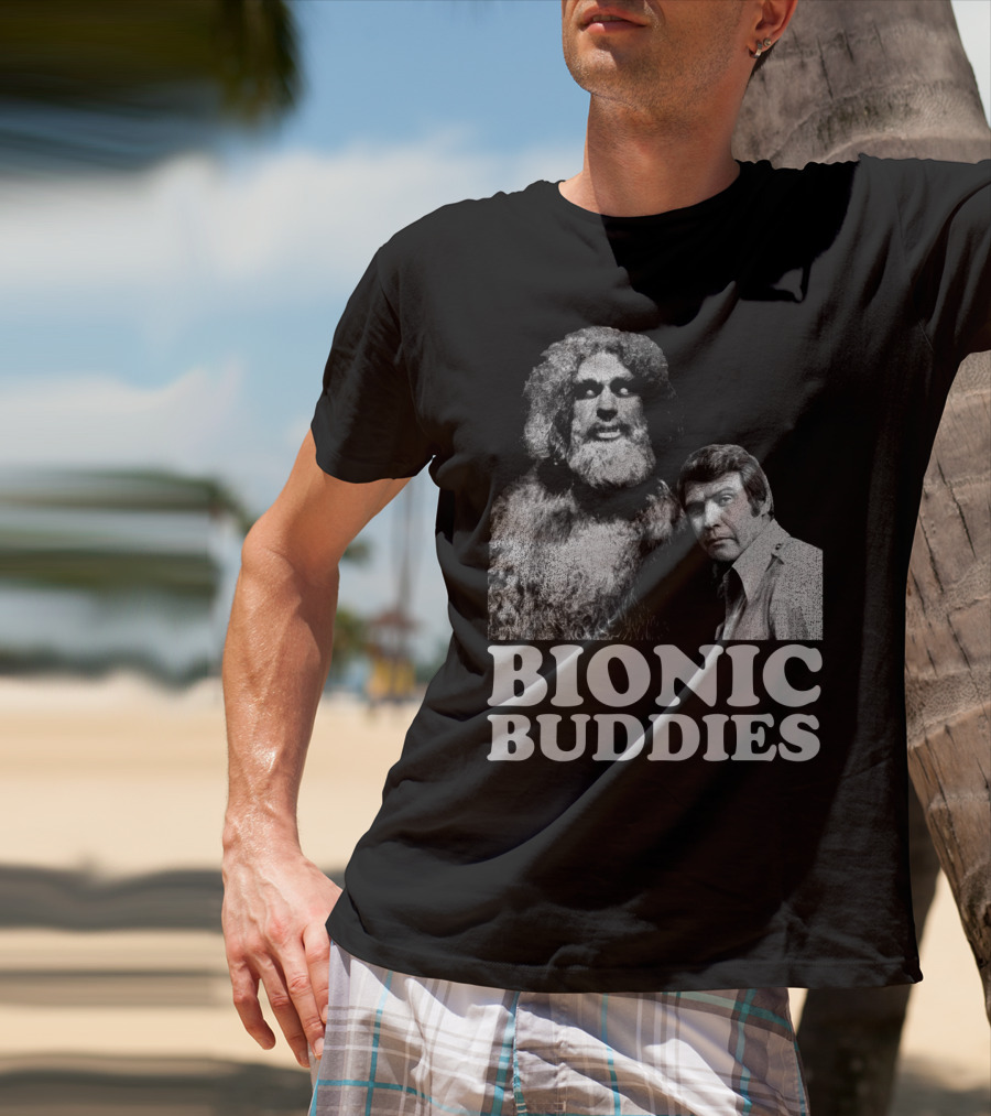 Six Million Dollar Man Bionic Buddies Retro TV Show Iconic Duo T-Shirt