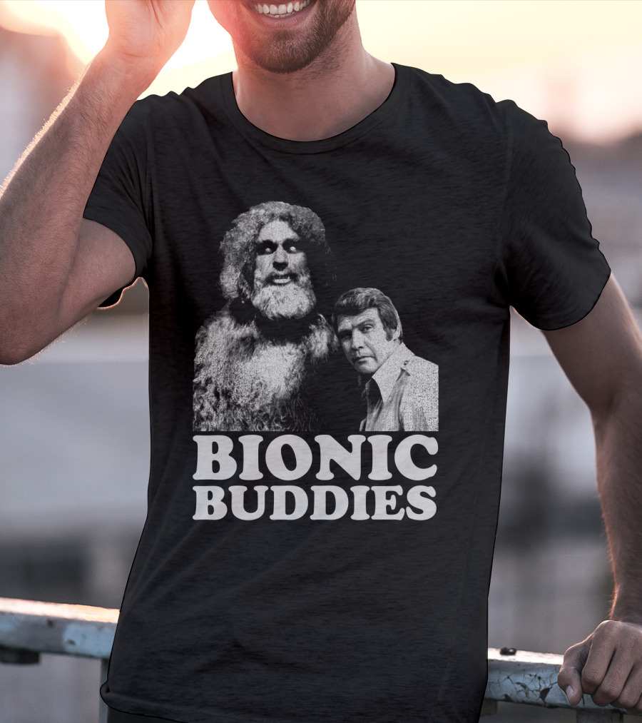 Six Million Dollar Man Bionic Buddies Retro TV Show Iconic Duo T-Shirt