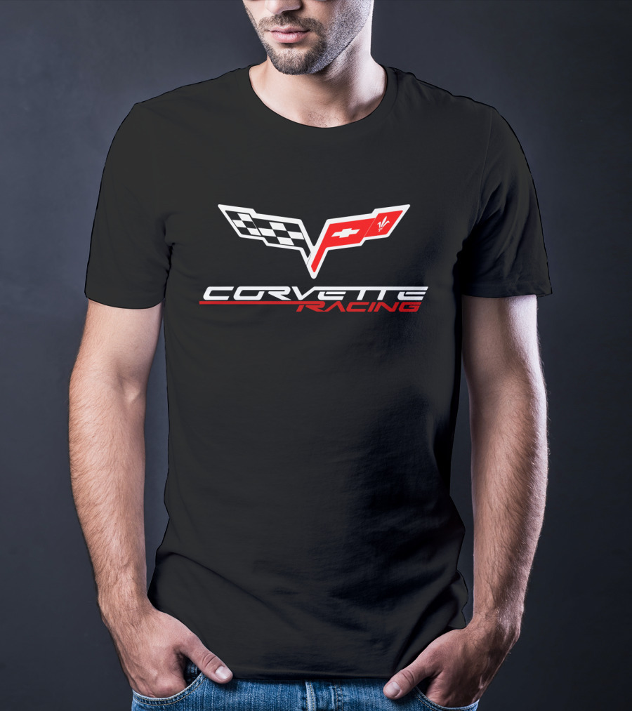 Corvette Racing Checkered Flag And Emblem T-Shirt