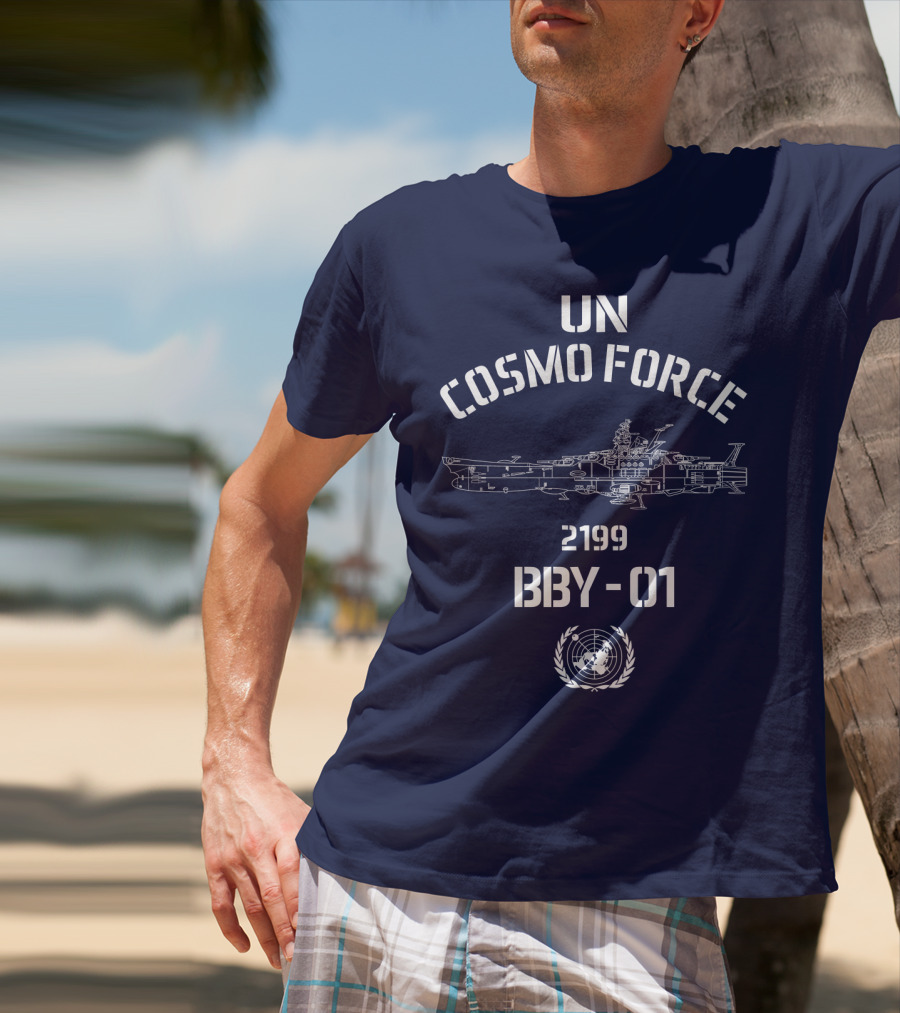 UN Cosmo Force 2199 BBY-01 Spaceship Blueprint T-Shirt