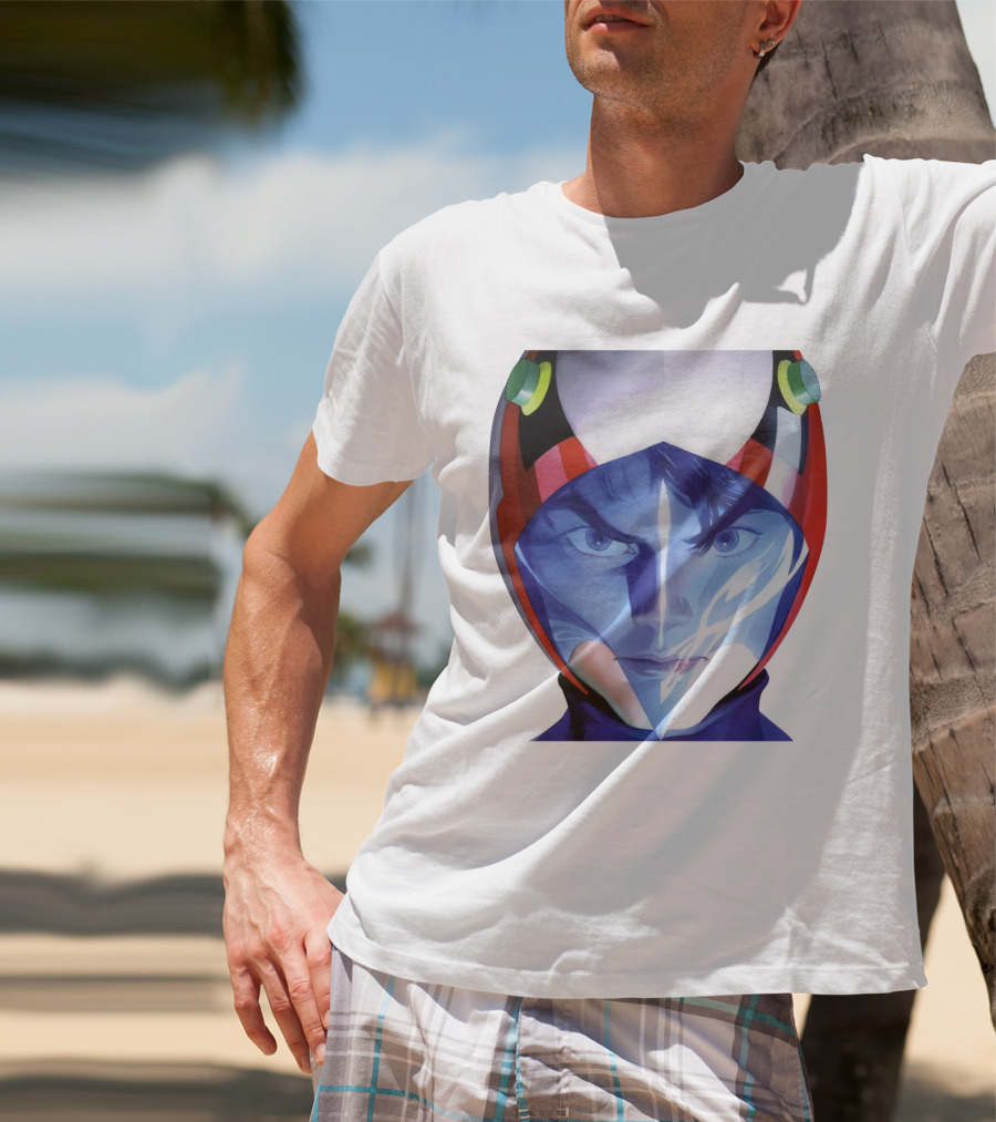 Battle Of The Planets GuideBook Helmet Face Close-Up T-Shirt