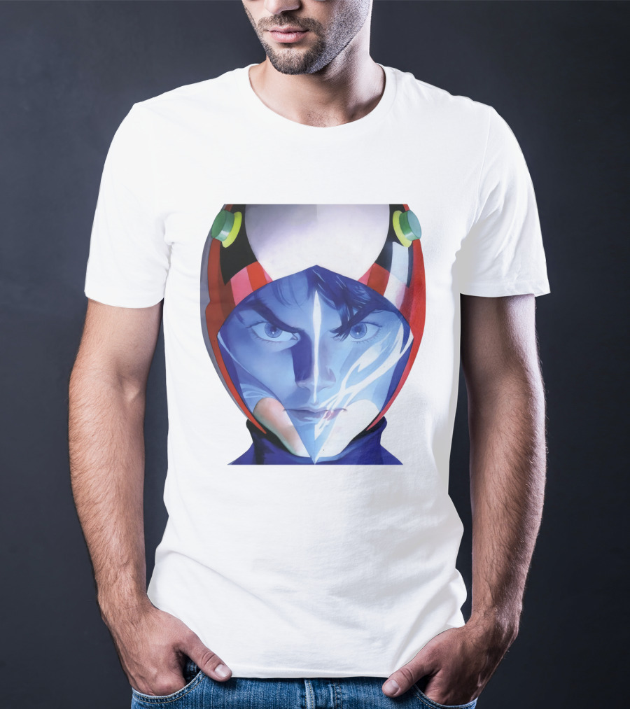 Battle Of The Planets GuideBook Helmet Face Close-Up T-Shirt