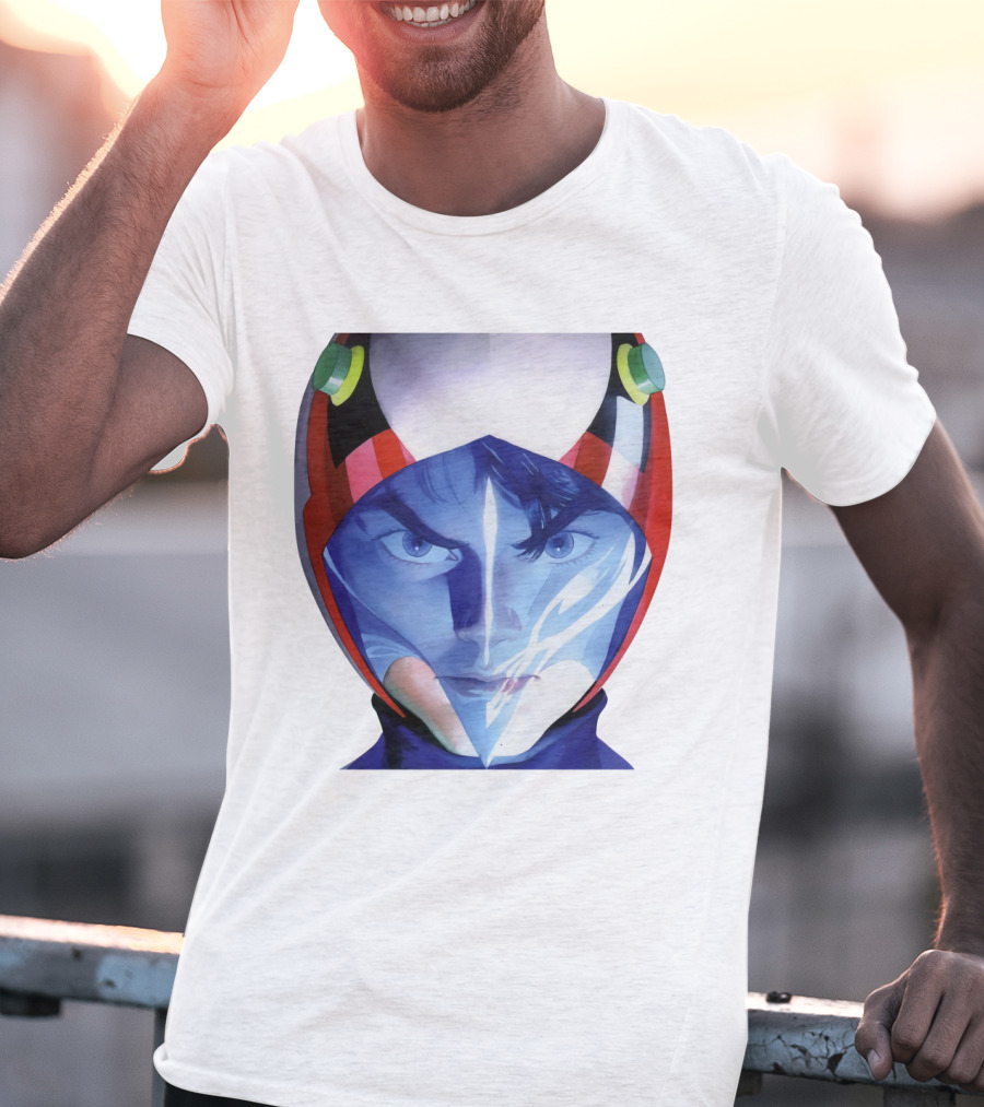 Battle Of The Planets GuideBook Helmet Face Close-Up T-Shirt
