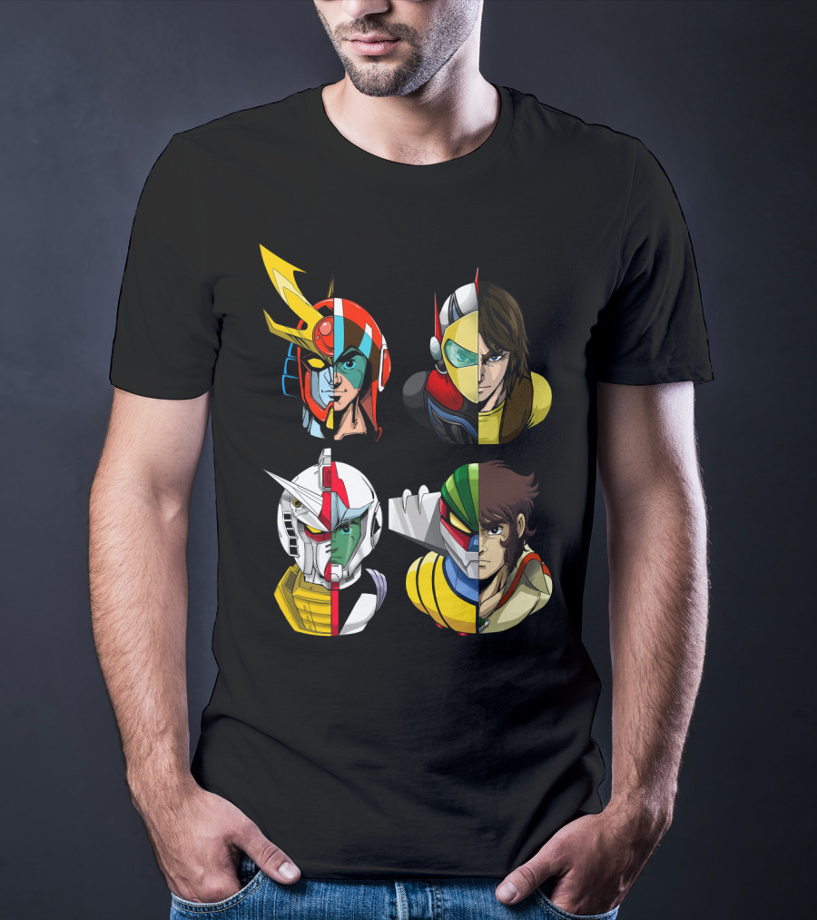 Duke Fleed Jeeg Gundam Daitarn Iconic Mecha Heroes Fusion T-Shirt