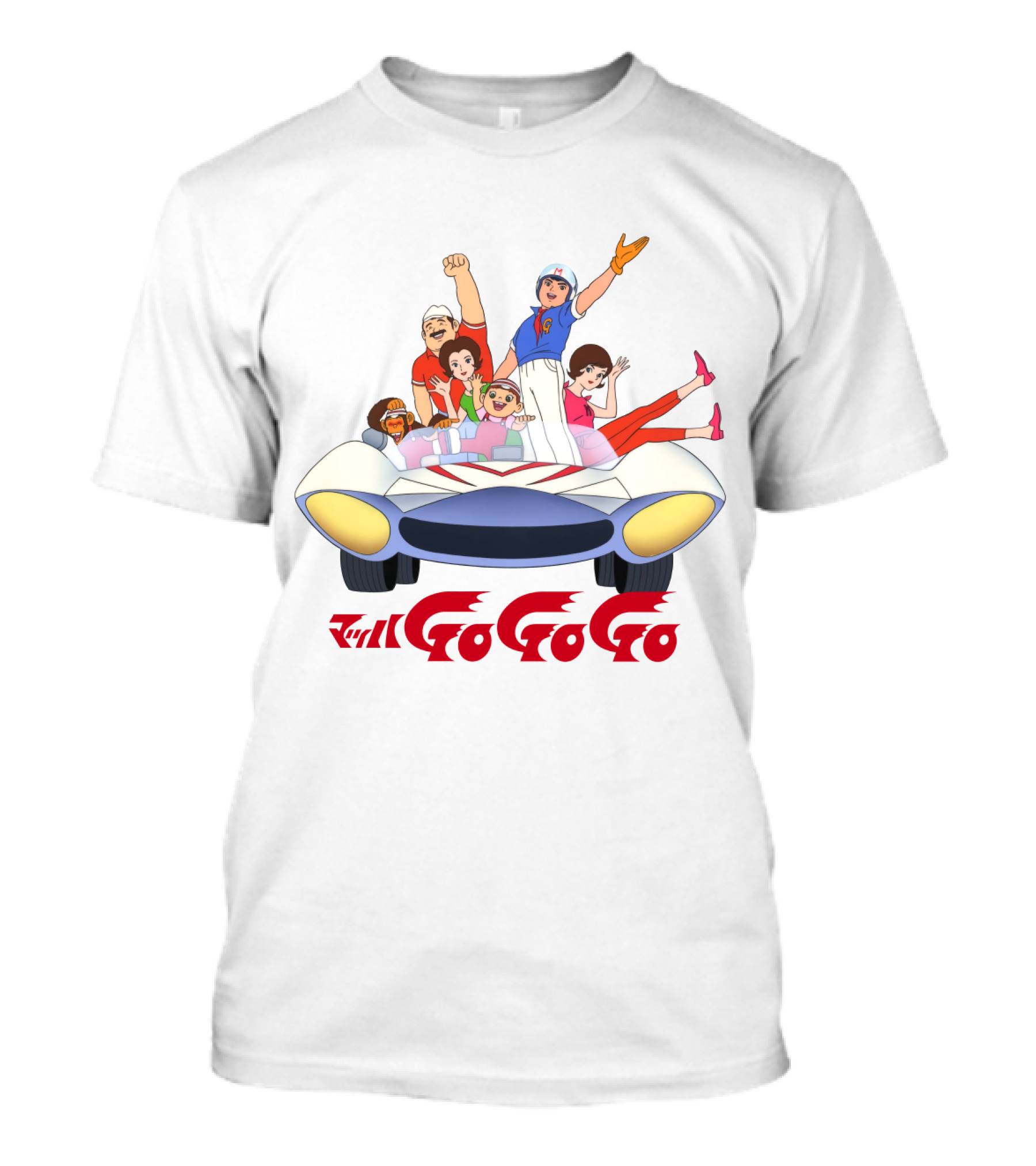 Mach GoGoGo Anime Group In Classic Racing Car T-Shirt