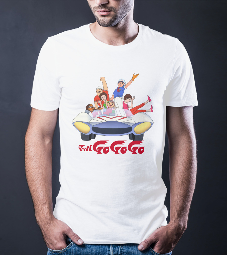 Mach GoGoGo Anime Group In Classic Racing Car T-Shirt