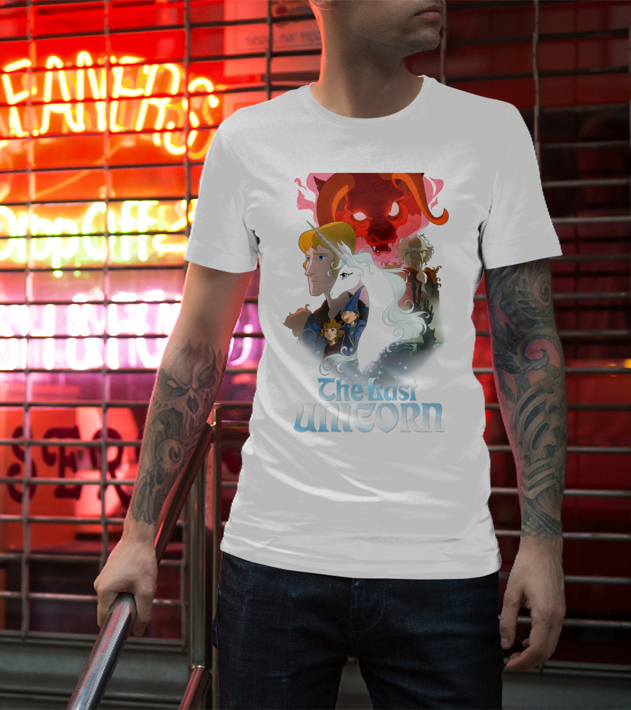 The Last Unicorn Animated Fantasy Characters And Red Bull Face T-Shirt