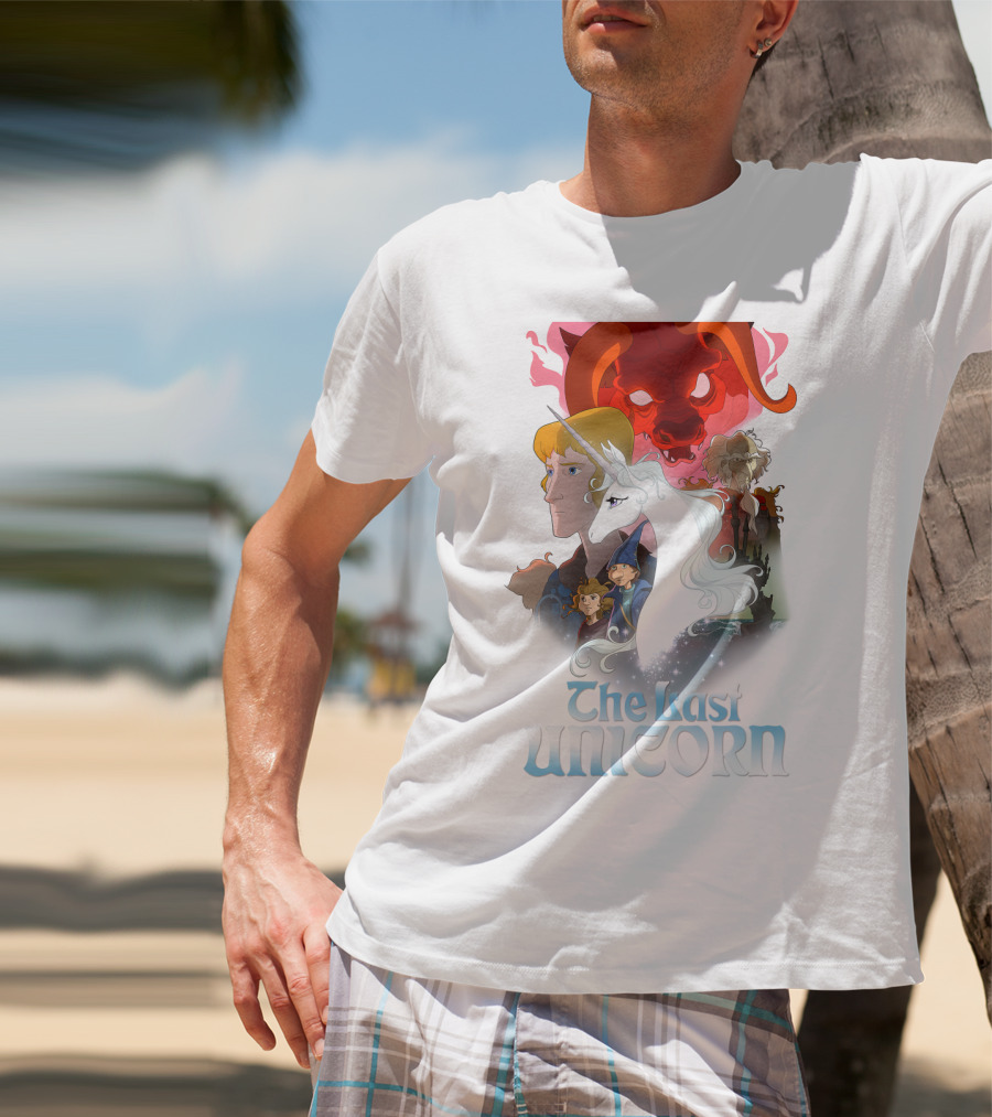 The Last Unicorn Animated Fantasy Characters And Red Bull Face T-Shirt