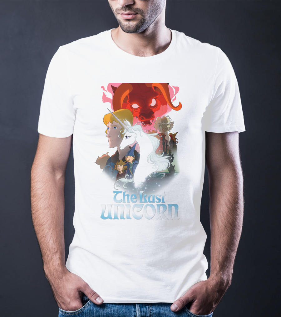 The Last Unicorn Animated Fantasy Characters And Red Bull Face T-Shirt