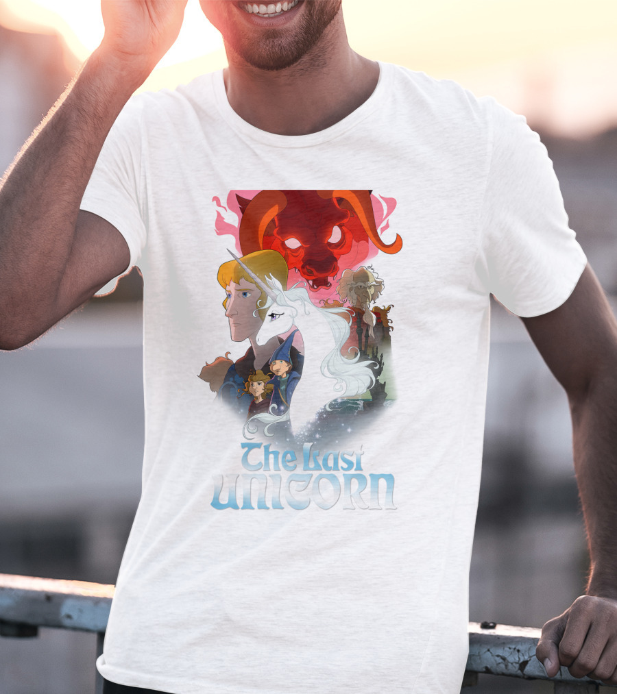 The Last Unicorn Animated Fantasy Characters And Red Bull Face T-Shirt