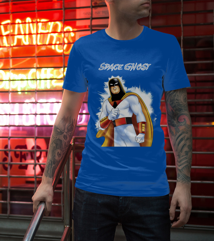 Space Ghost Classic Character With Dynamic Pose And Iconic Heroic T-Shirt