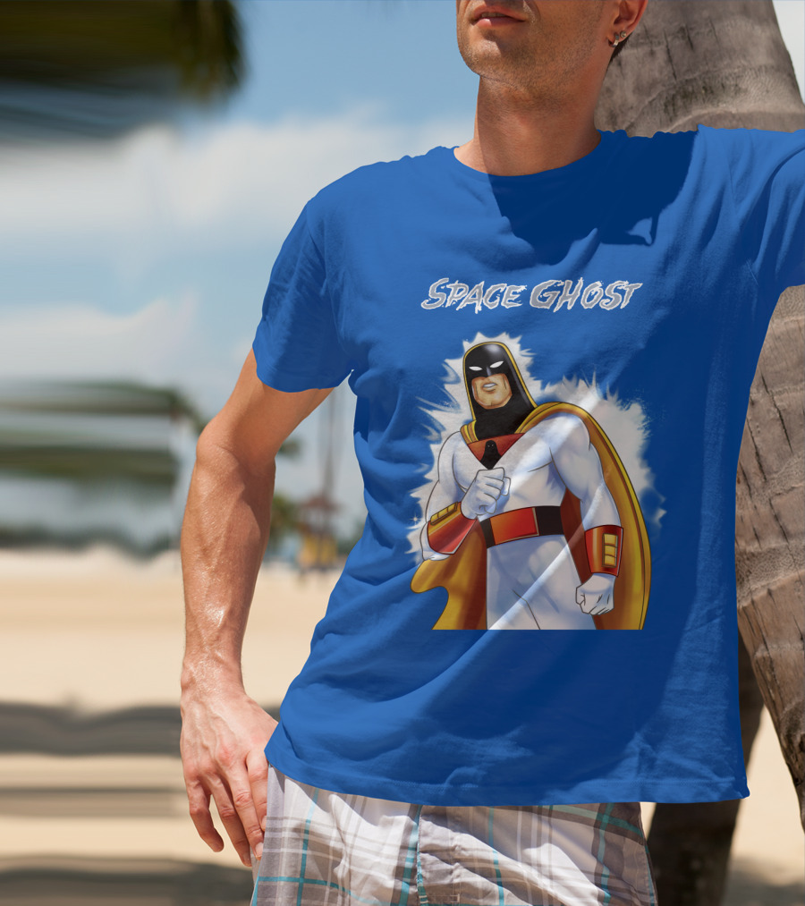 Space Ghost Classic Character With Dynamic Pose And Iconic Heroic T-Shirt