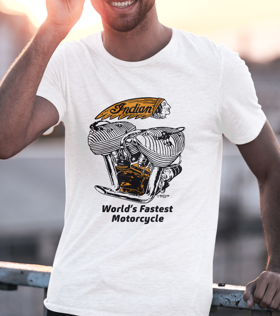 Indian World's Fastest Motorcycle Vintage Engine T-Shirt