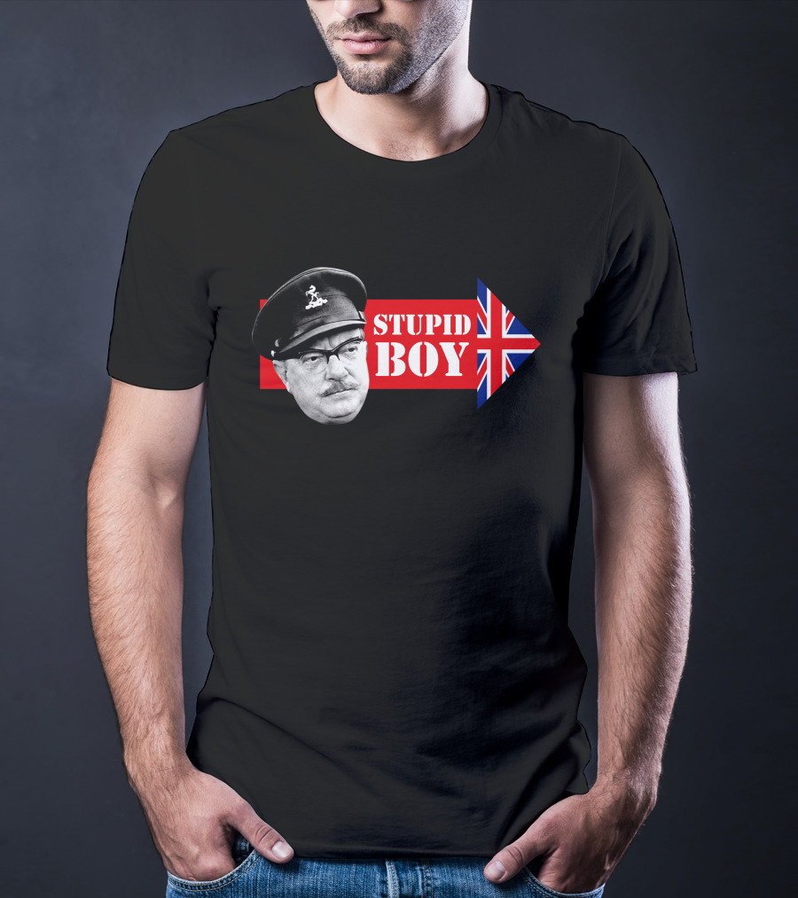 Dad's Army Stupid Boy British Flag Arrow T-Shirt