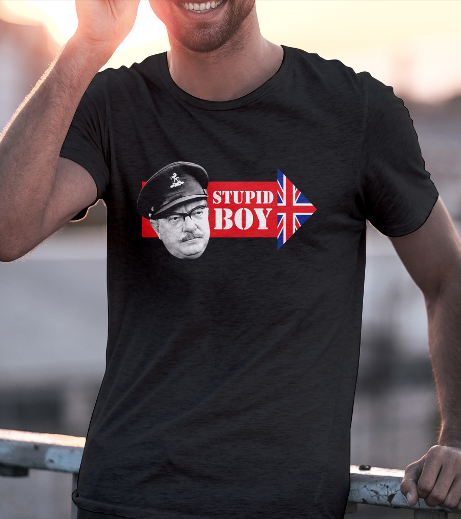 Dad's Army Stupid Boy British Flag Arrow T-Shirt