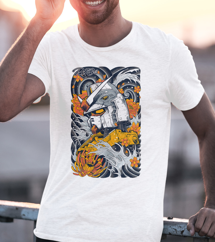 RX-78-2 Gundam Floral Waves T-Shirt