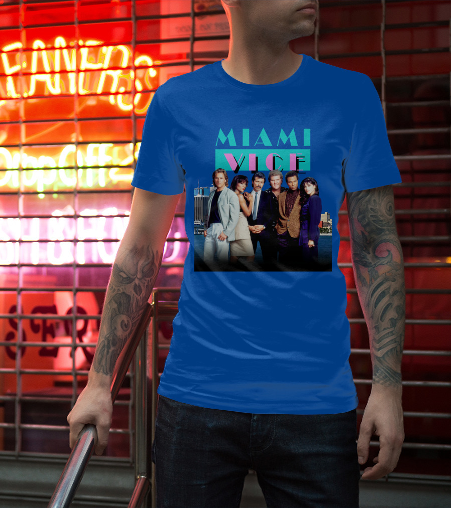 MIAMI VICE Retro Classic Cast Cityscape T-Shirt