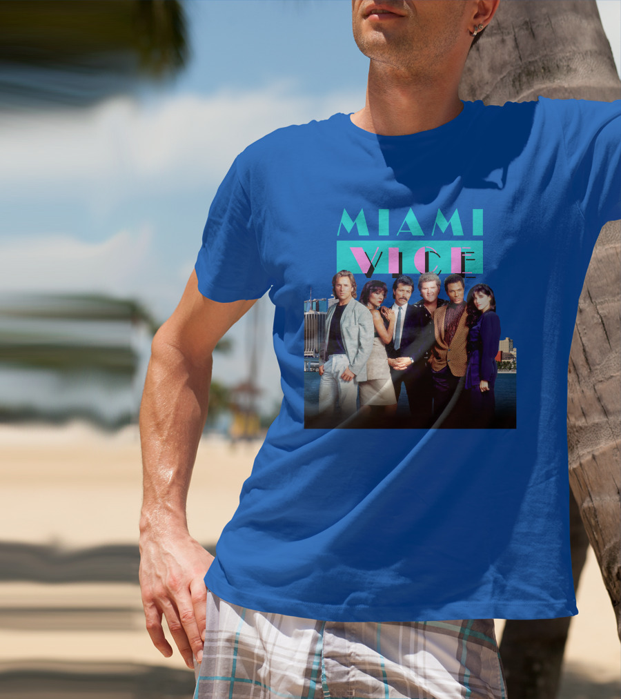 MIAMI VICE Retro Classic Cast Cityscape T-Shirt