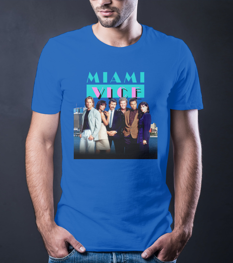 MIAMI VICE Retro Classic Cast Cityscape T-Shirt