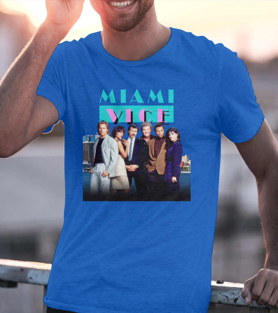 MIAMI VICE Retro Classic Cast Cityscape T-Shirt