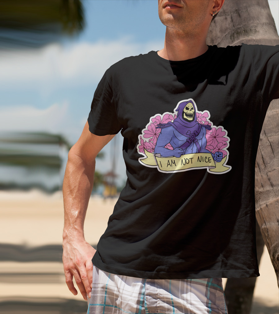 Skeletor I Am Not Nice Masters Of The Universe Floral Background T-Shirt