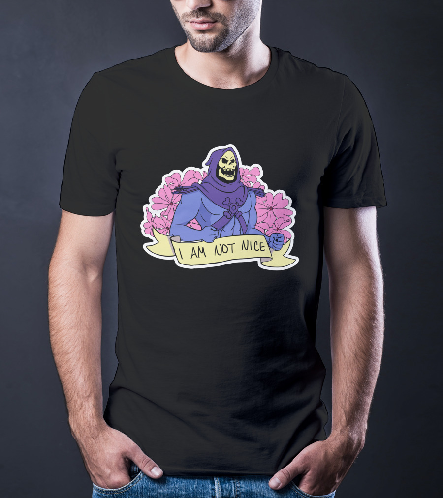 Skeletor I Am Not Nice Masters Of The Universe Floral Background T-Shirt
