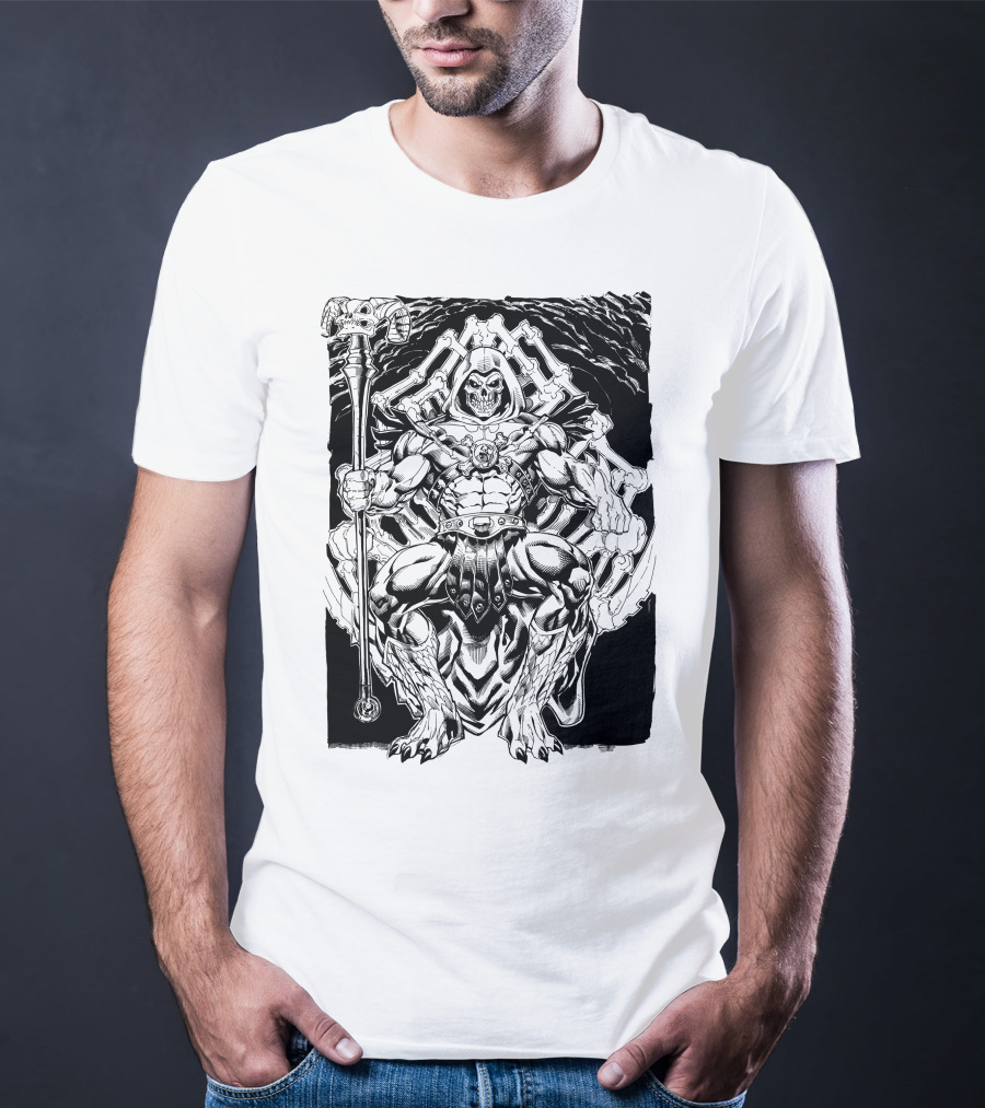 Skeletor Throne Artwork Masters Of The Universe Villain Motif T-Shirt