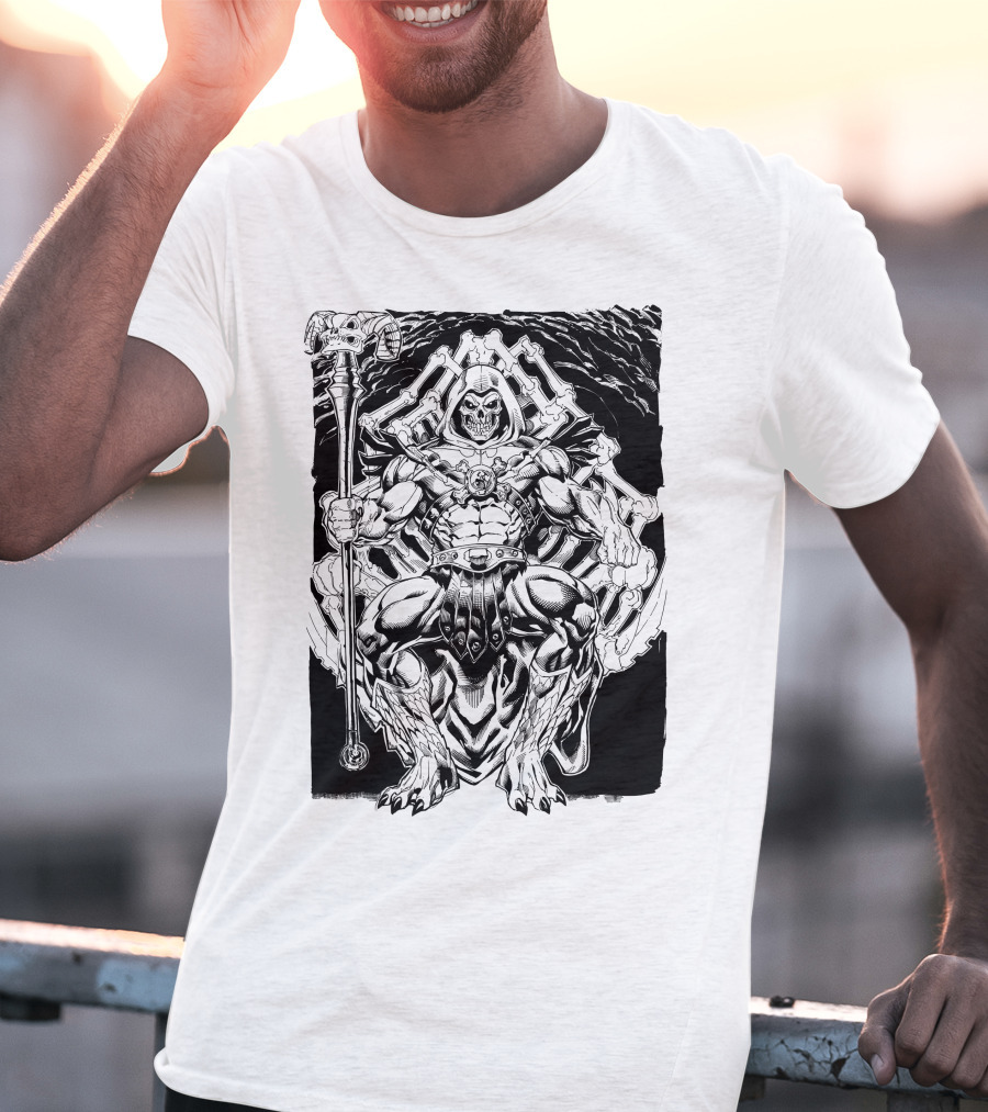 Skeletor Throne Artwork Masters Of The Universe Villain Motif T-Shirt
