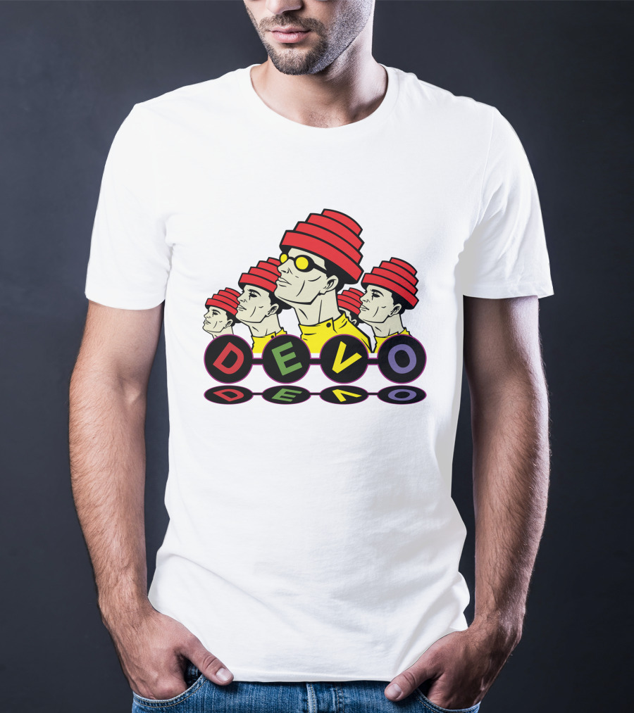 Devo Band Red Hats Yellow Shirts Sunglasses Iconic T-Shirt