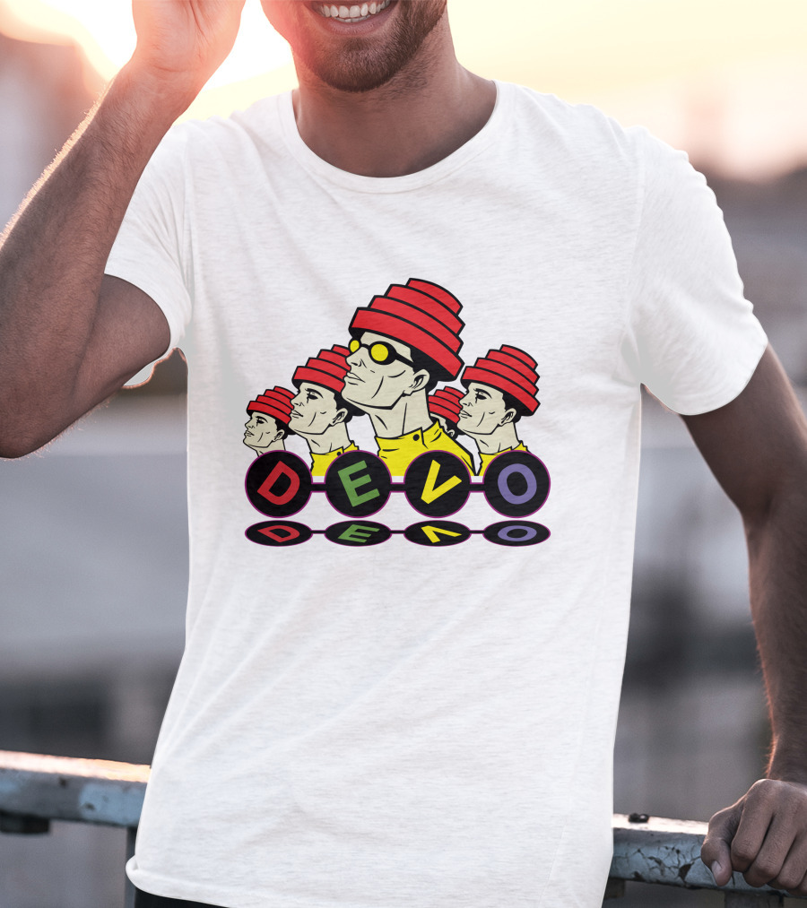 Devo Band Red Hats Yellow Shirts Sunglasses Iconic T-Shirt