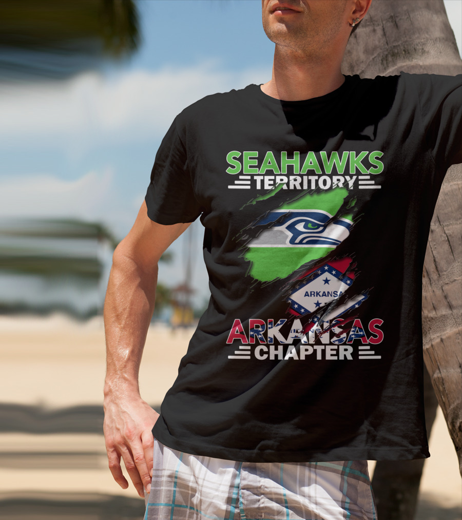 Seahawks Territory Arkansas Chapter Logo With State Flag T-Shirt