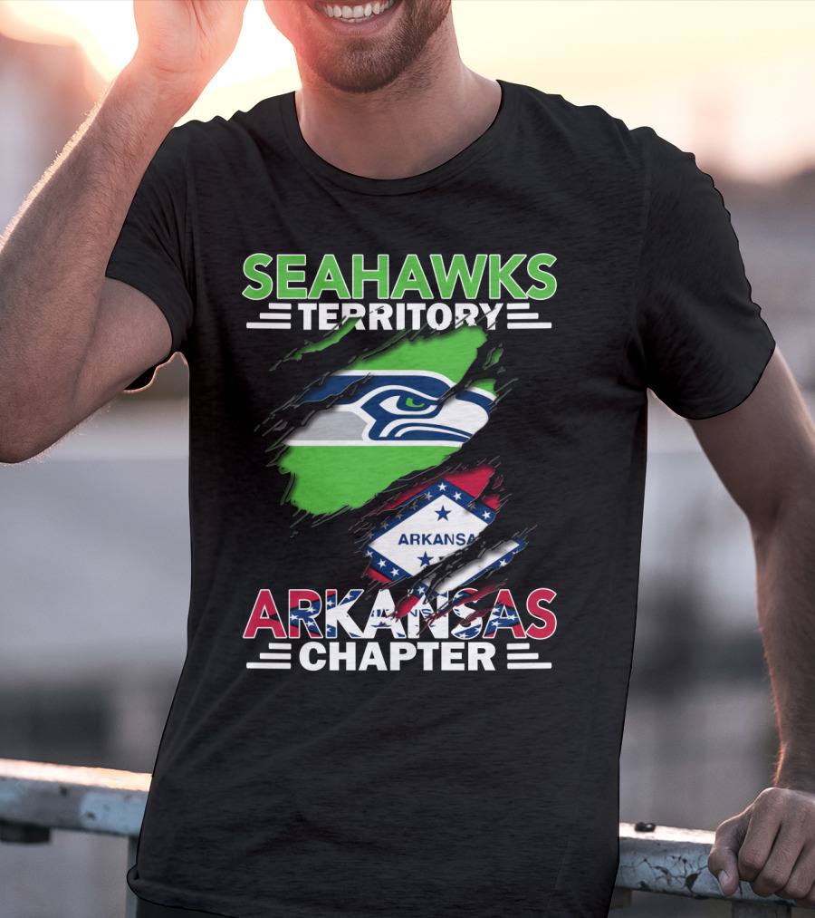 Seahawks Territory Arkansas Chapter Logo With State Flag T-Shirt