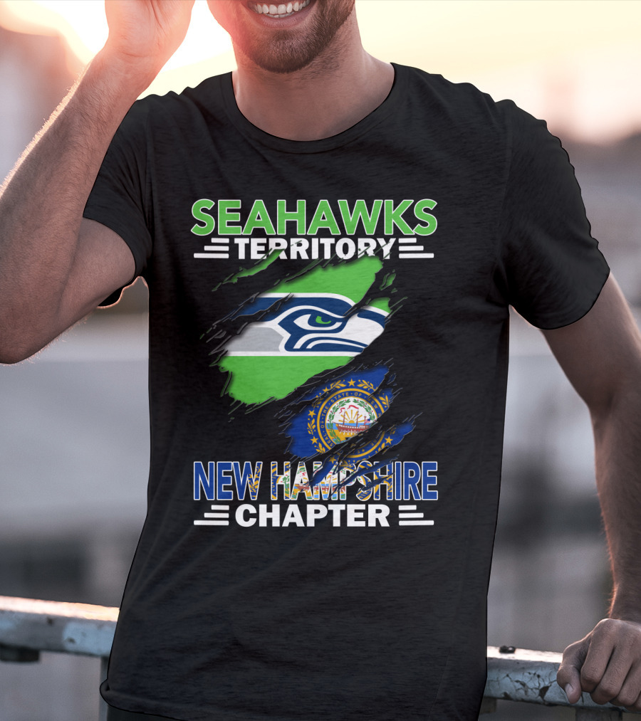 Seahawks Territory New Hampshire Chapter Seahawks Logo New Hampshire Flag T-Shirt