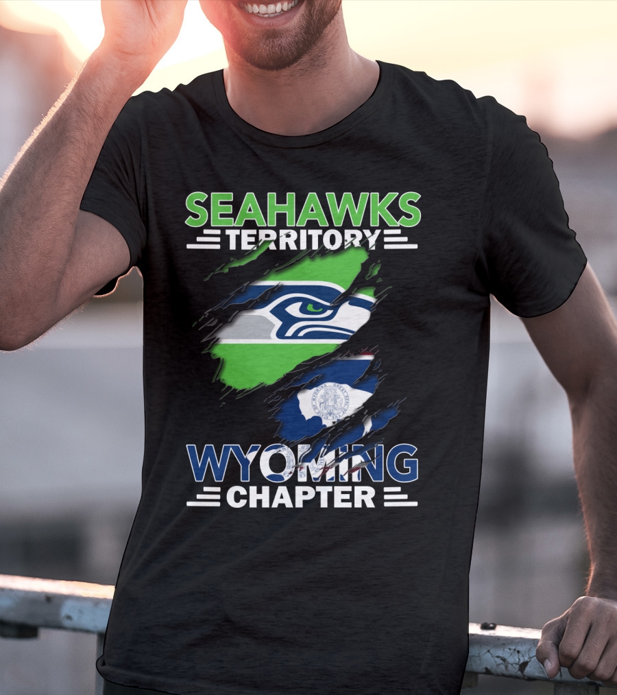 Seahawks Territory Wyoming Chapter Logo Flag T-Shirt