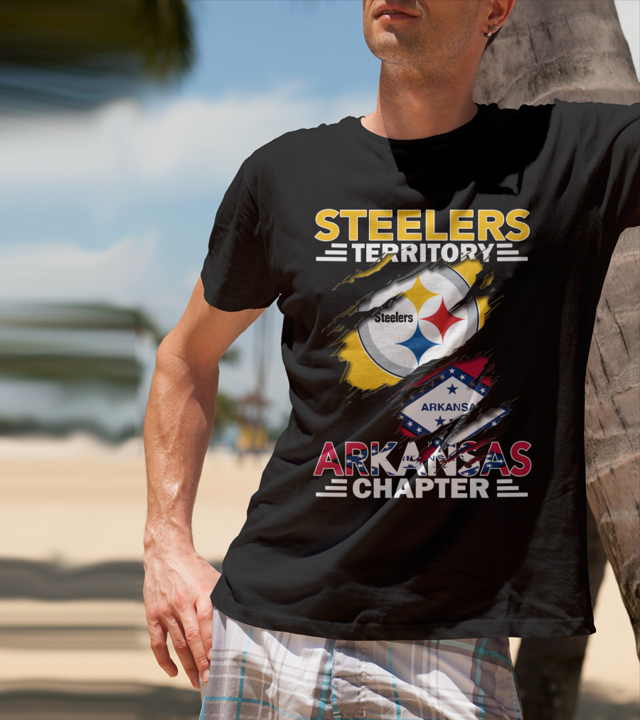 Steelers Territory Arkansas Chapter Steelers Logo And Arkansas Flag T-Shirt