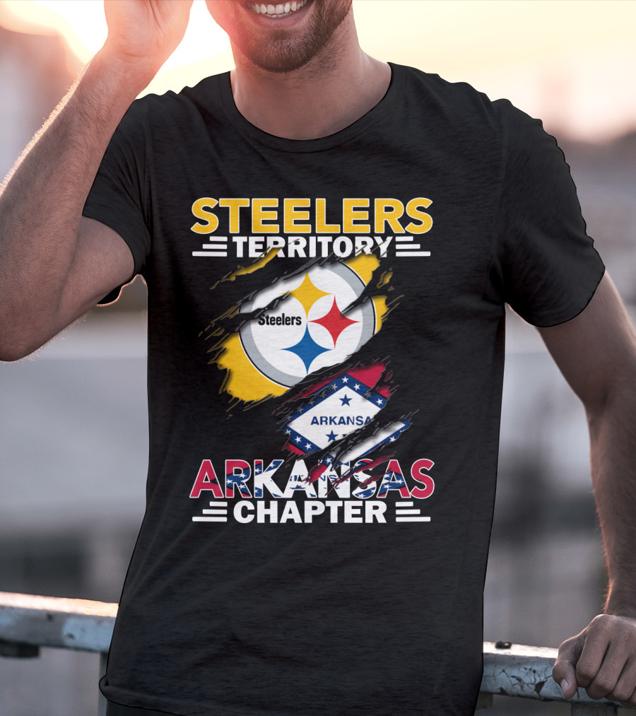 Steelers Territory Arkansas Chapter Steelers Logo And Arkansas Flag T-Shirt