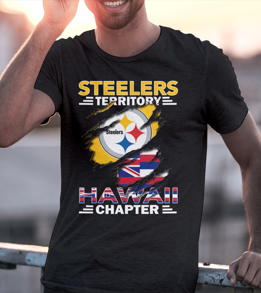 Steelers Territory Hawaii Chapter Steelers Logo Hawaiian Flag T-Shirt