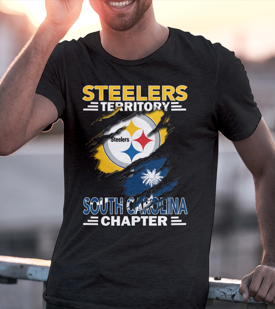 Steelers Territory South Carolina Chapter Rip Design Logo And State Flag Elements T-Shirt