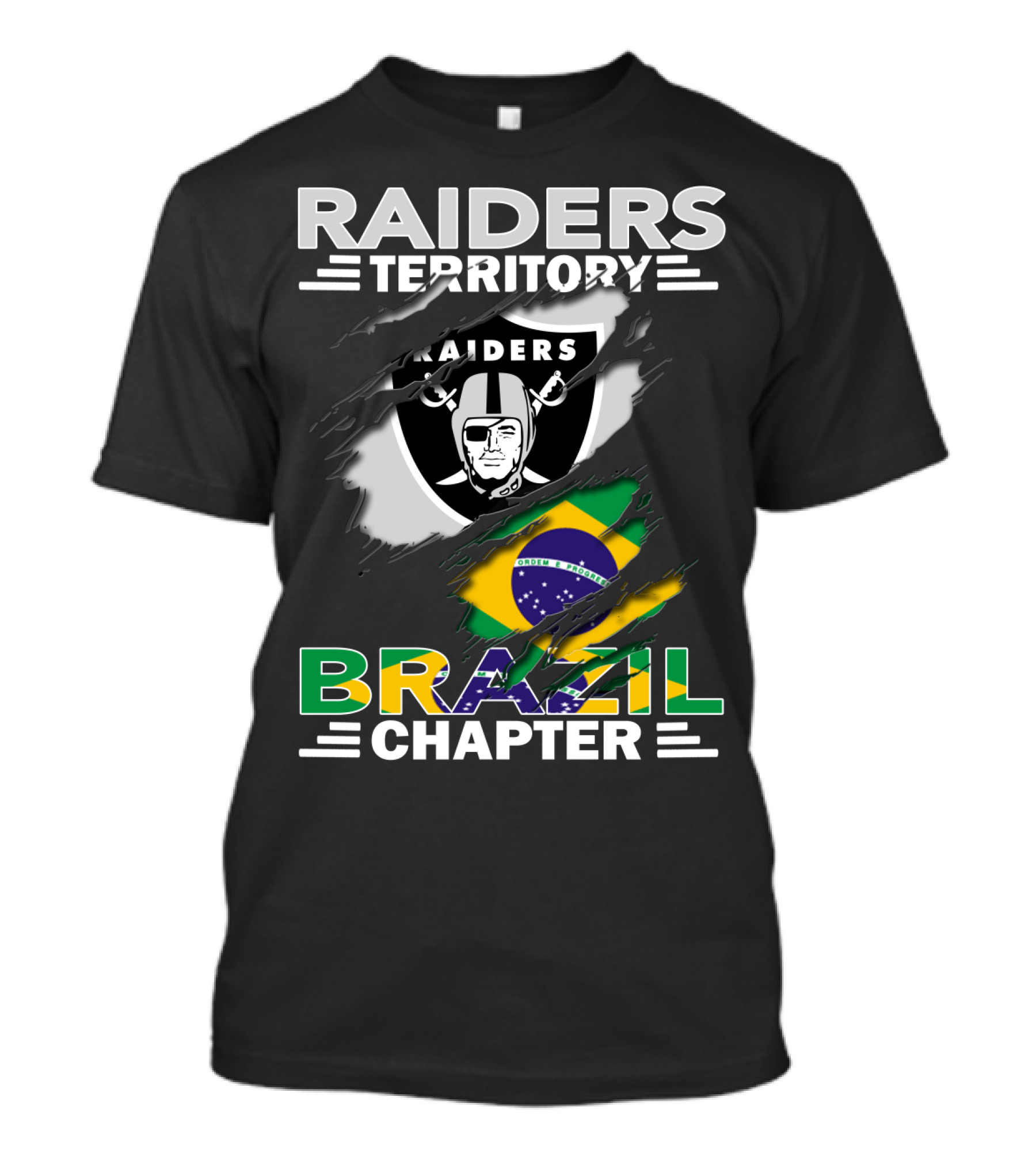 Raiders Territory Brazil Chapter Flag And Shield Mashup T-Shirt