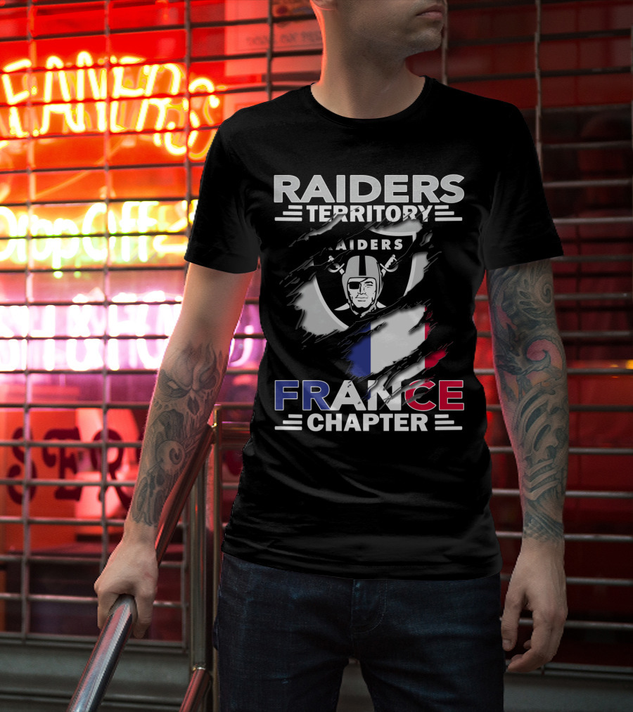 Raiders Territory France Chapter Flag And Shield T-Shirt