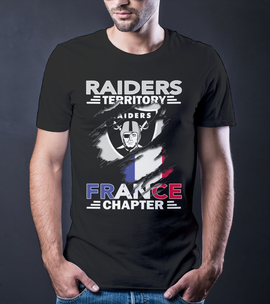 Raiders Territory France Chapter Flag And Shield T-Shirt