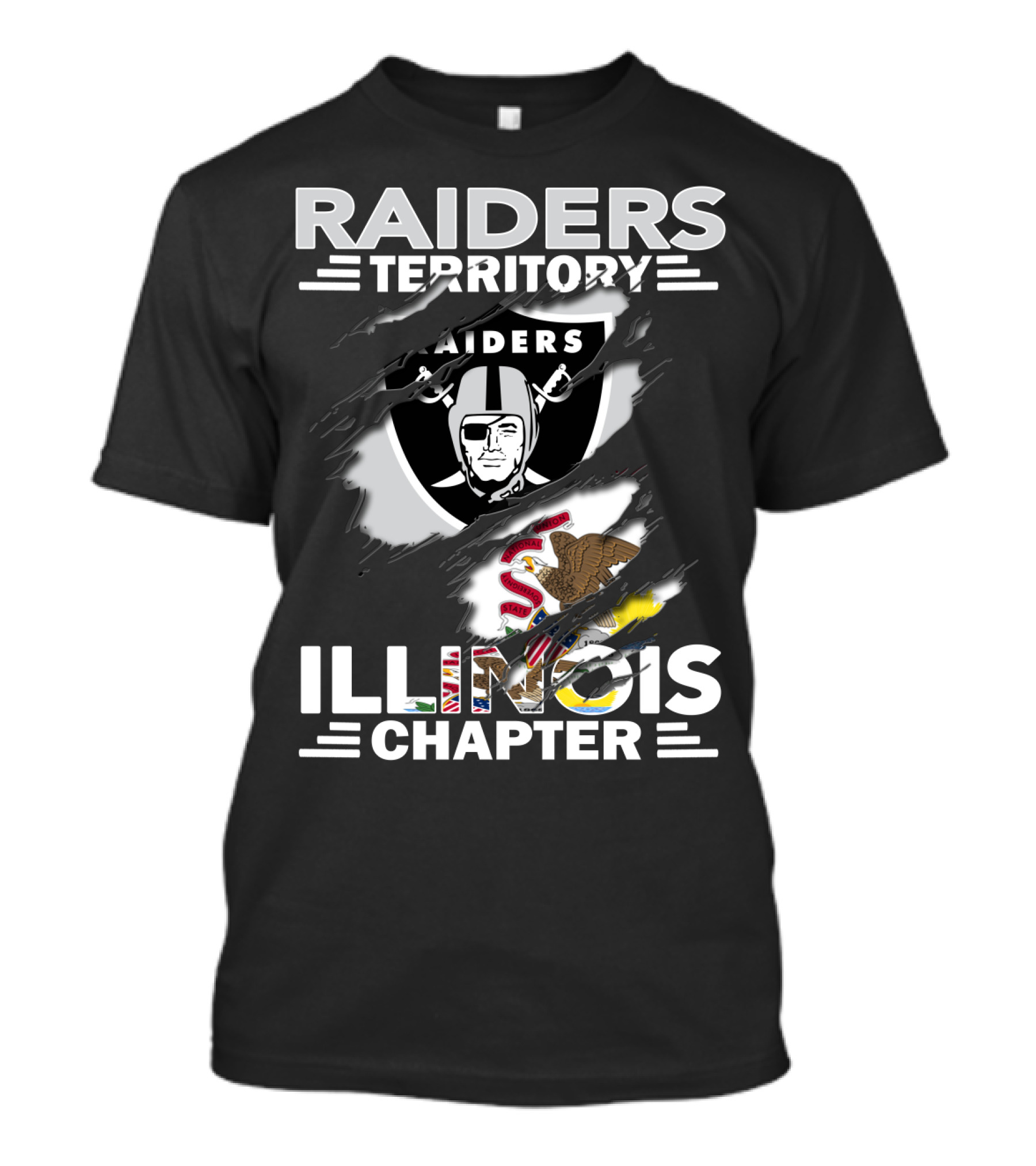 Raiders Territory Illinois Chapter Raiders Logo Illinois State Flag T-Shirt