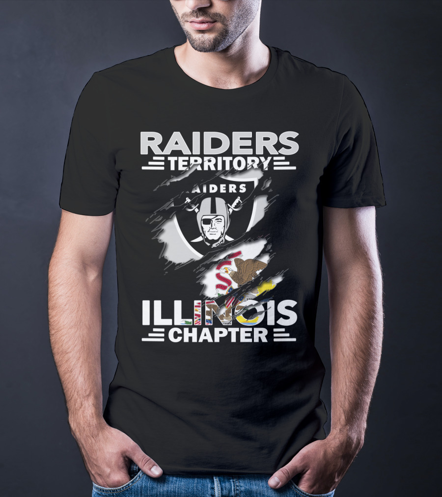 Raiders Territory Illinois Chapter Raiders Logo Illinois State Flag T-Shirt