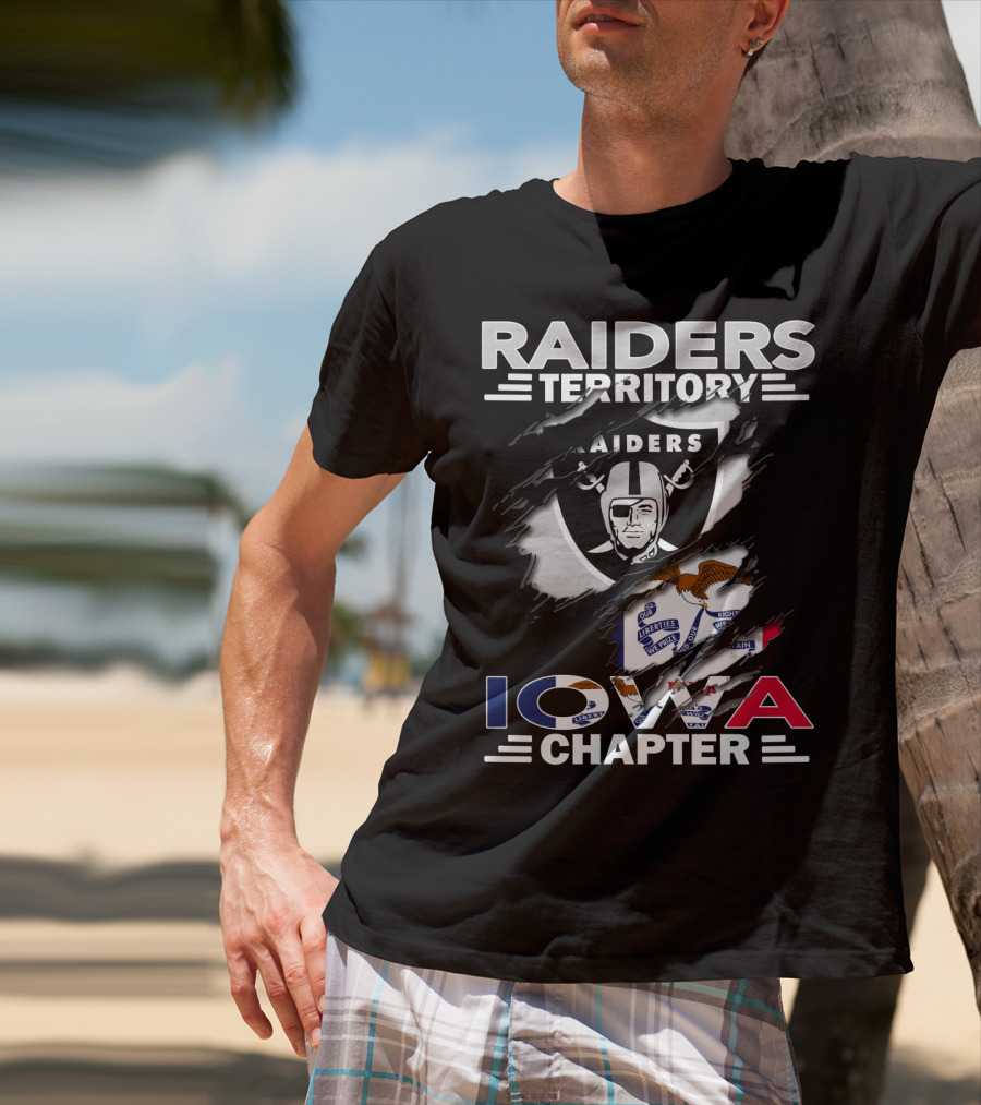 Raiders Territory Iowa Chapter Nfl Team Logo With State Flag Elements T-Shirt