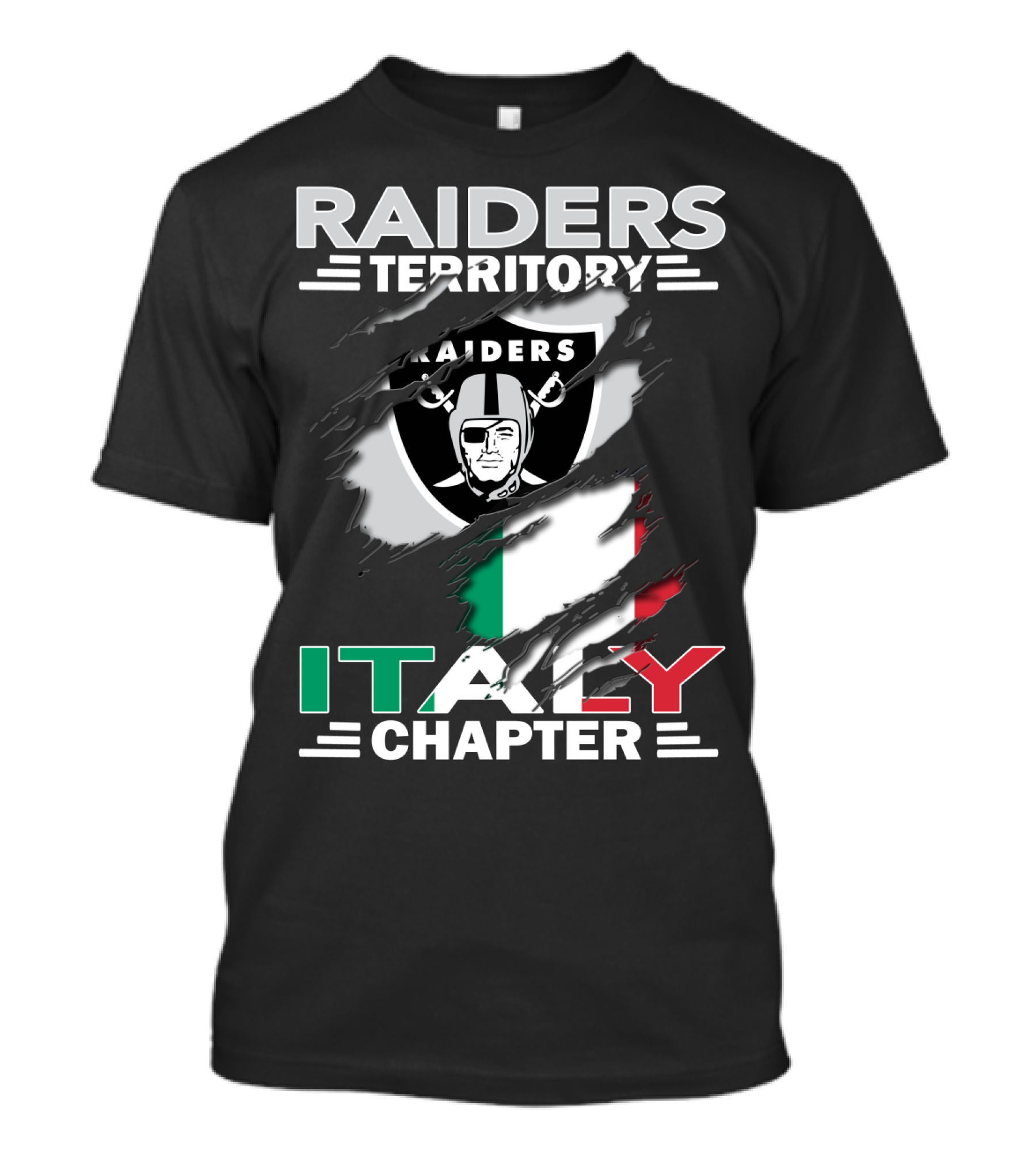 Raiders Territory Italy Chapter Shield And Flag T-Shirt