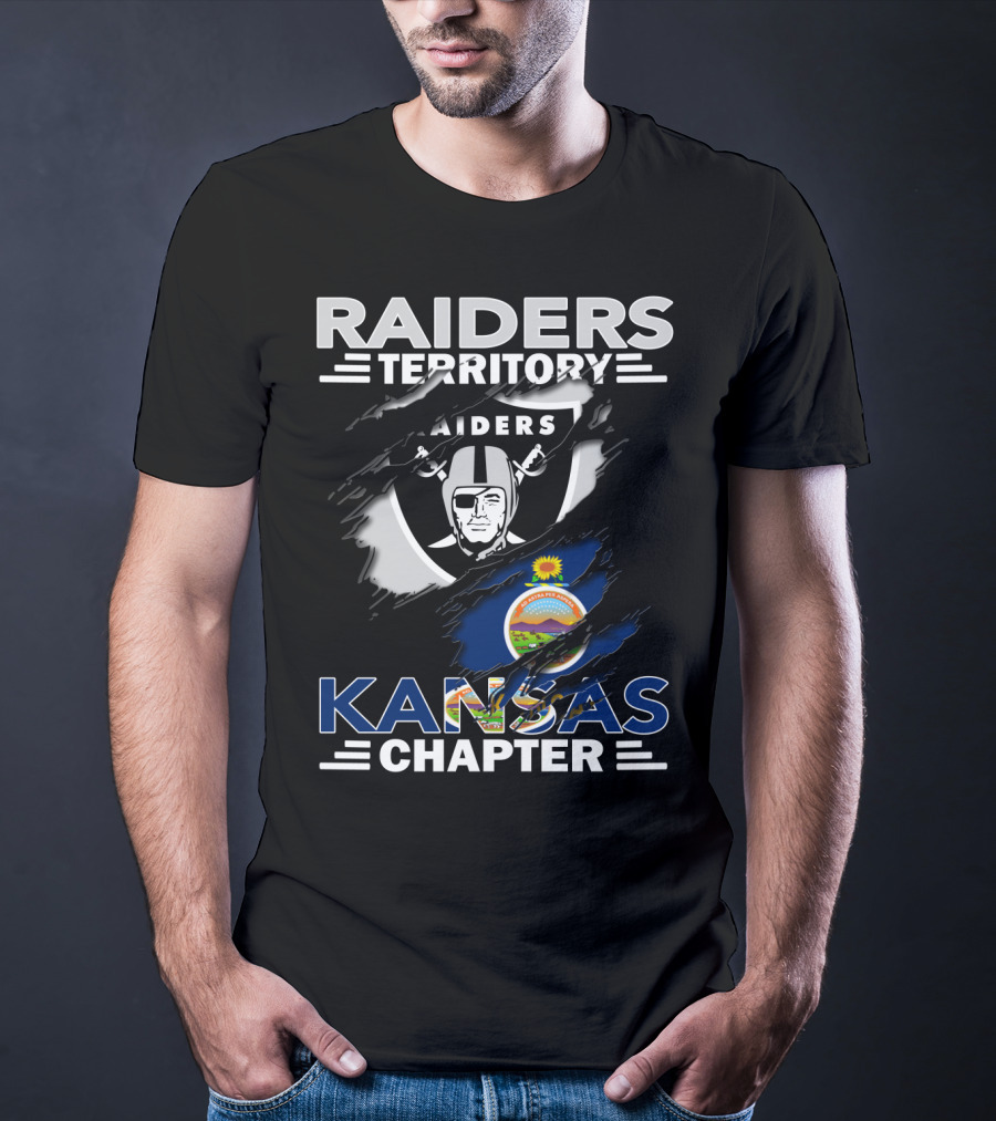 Raiders Territory Kansas Chapter Flag Logo Torn Effect T-Shirt