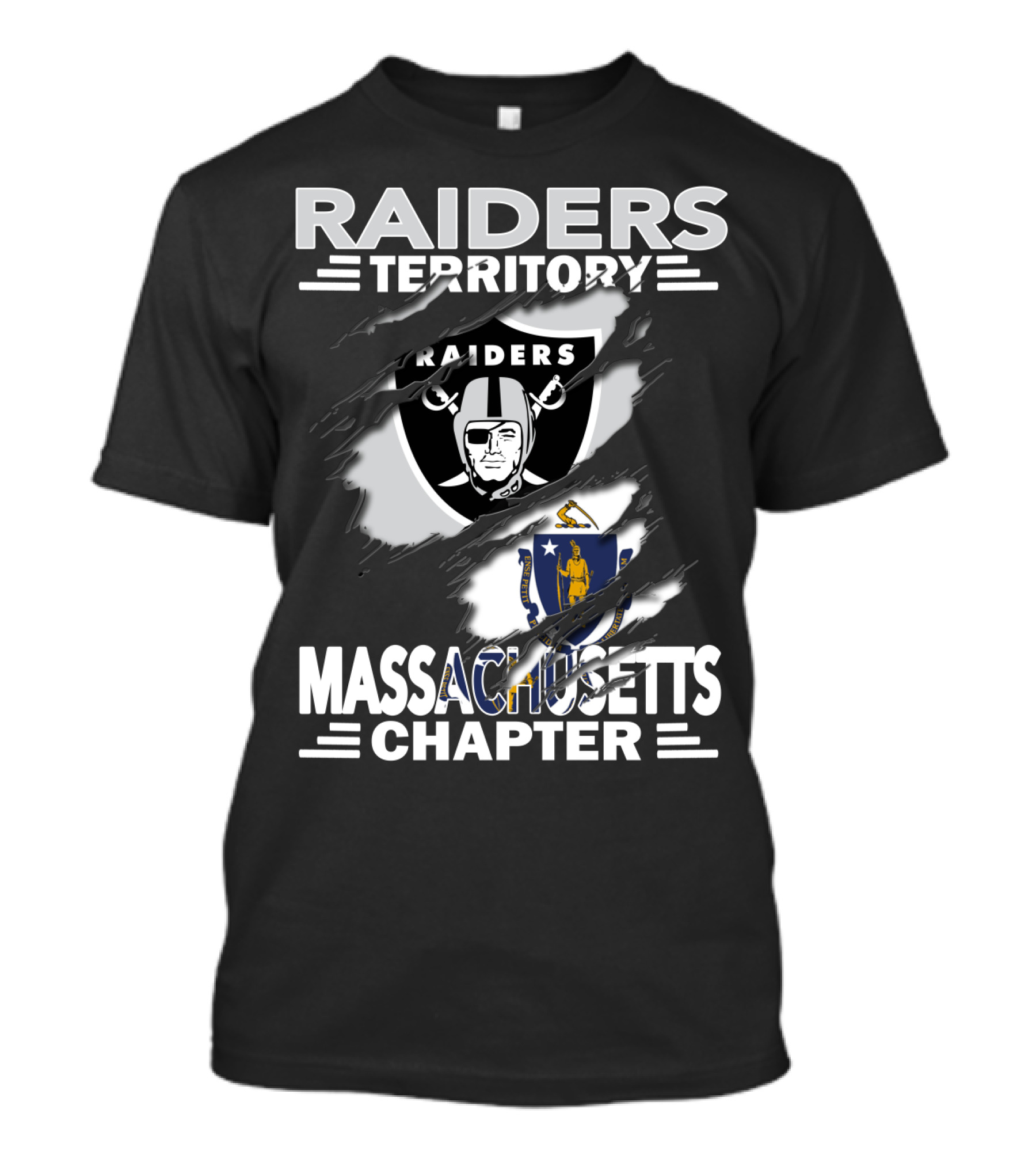 Raiders Territory Massachusetts Chapter Logo With State T-Shirt