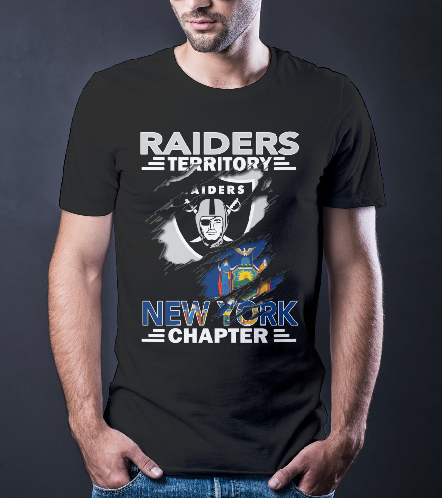 Raiders Territory New York Chapter Flag And Logo Fusion T-Shirt
